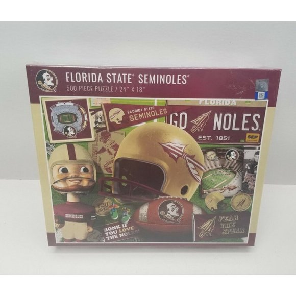 Florida Seminoles 500 Piece Puzzle 24"x18" Fear The Spear Nole Helmet Stadium A4 - Picture 1 of 10